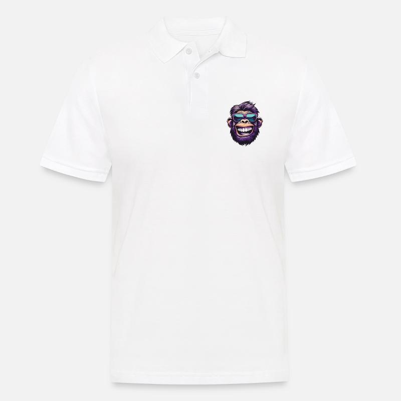 Affe Kopf Lustig Monkey Party - Männer Poloshirt - Weiß