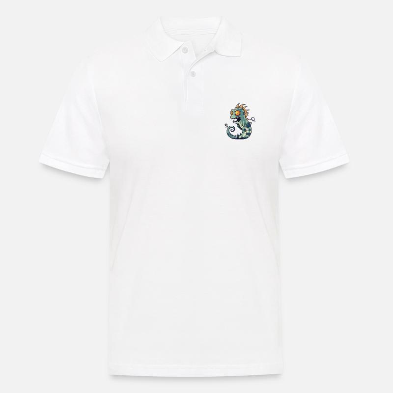 Seepferd Halloween Comic Lustig - Männer Poloshirt - Weiß