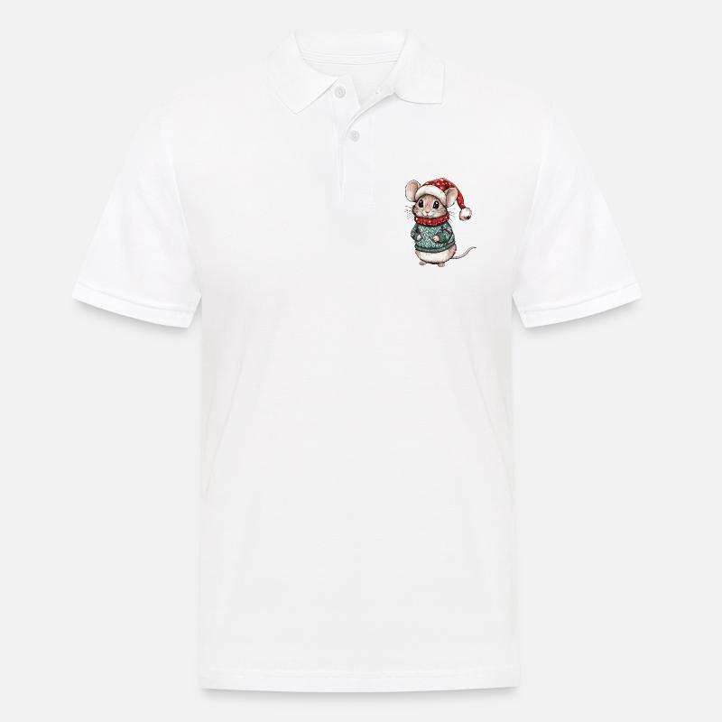 Maus Weihnachten Comic - Männer Poloshirt - Weiß