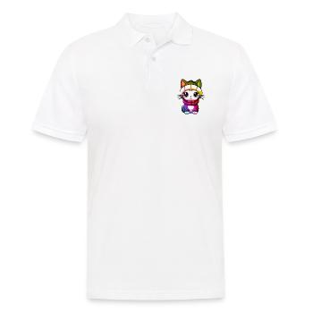 Cat Winter Animal Colorful Comic - Men's Polo Shirt - white - Front - Kai (181cm)
