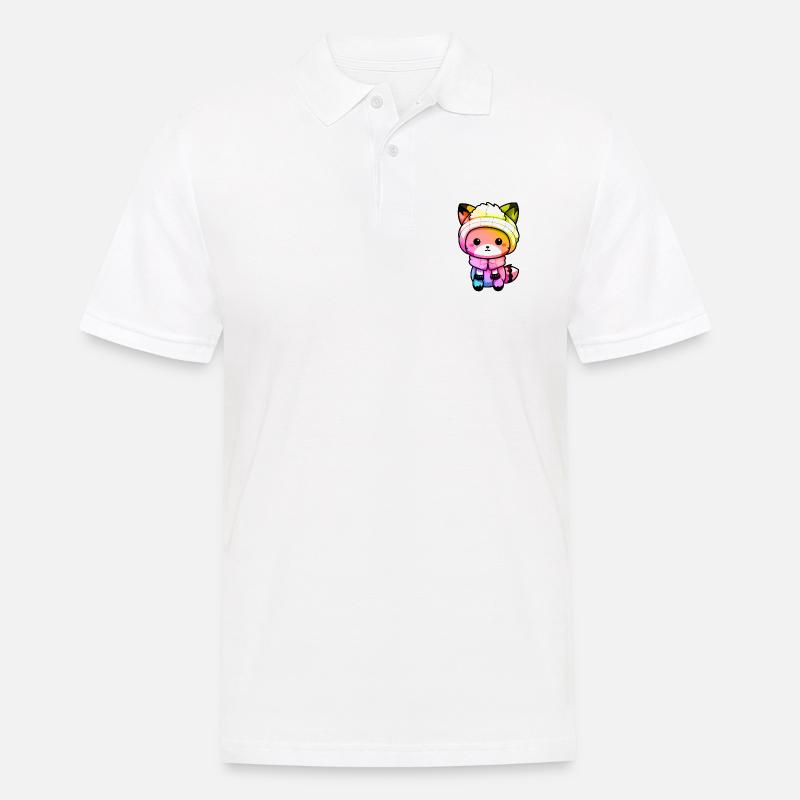 Fuchs Winter Tier Bunt Comic - Männer Poloshirt - Weiß
