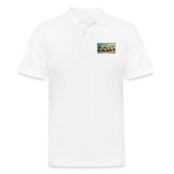 Cute animals chilling – sea lion sleeping beach - Men's Polo Shirt - white - Front - Kai (181cm)