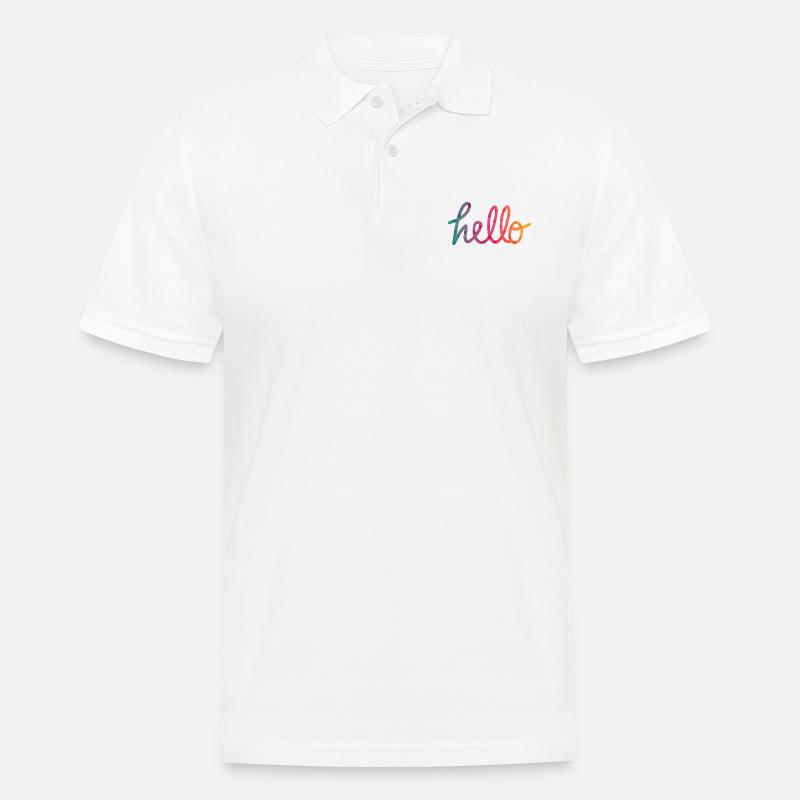 Hello Typografie Regenbogen - Männer Poloshirt - Weiß