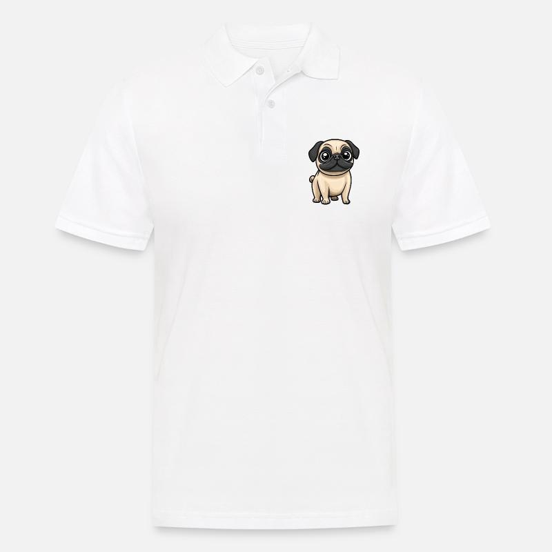 Mops Hund Comic Baby - Männer Poloshirt - Weiß