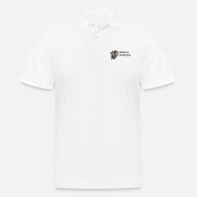 Marcus Aurelius gerahmt (schwarzer Text) - Männer Poloshirt - Weiß
