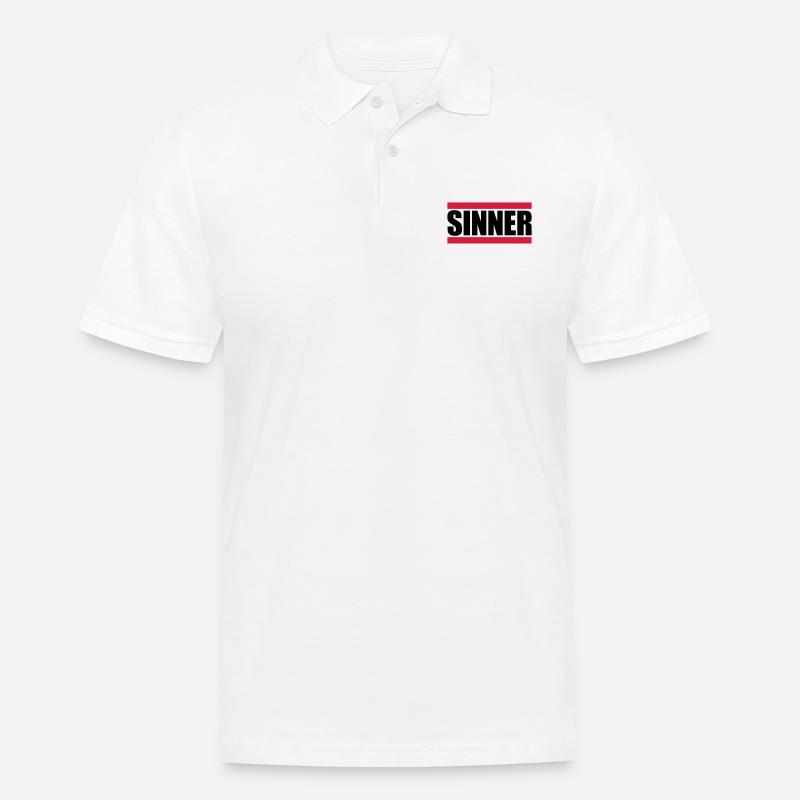 Sinner Text Logo - Männer Poloshirt - Weiß