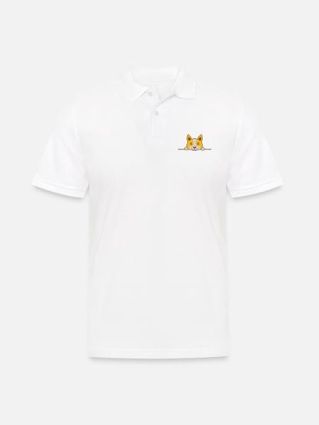 Dog looking behind the wall - Men's Polo Shirt - white