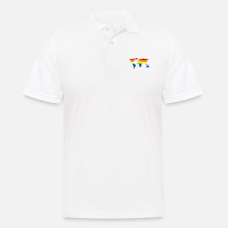 Rainbow World Map - Männer Poloshirt - Weiß