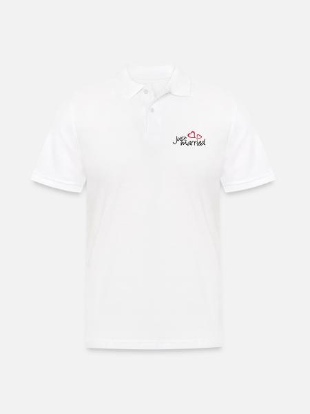 Just Married Heart Duo  - Men's Polo Shirt - white