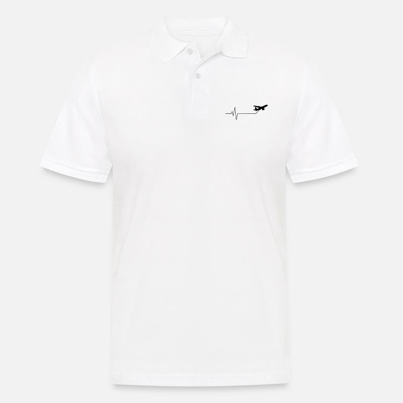 Flugzeug Herzschlag Ekg Pilot - Männer Poloshirt - Weiß