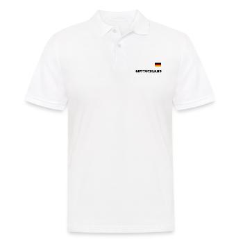 Deutschland Trikot Look mit Fahne Nationalflagge - Männer Poloshirt - Weiß - Vorne - Kai (181cm)