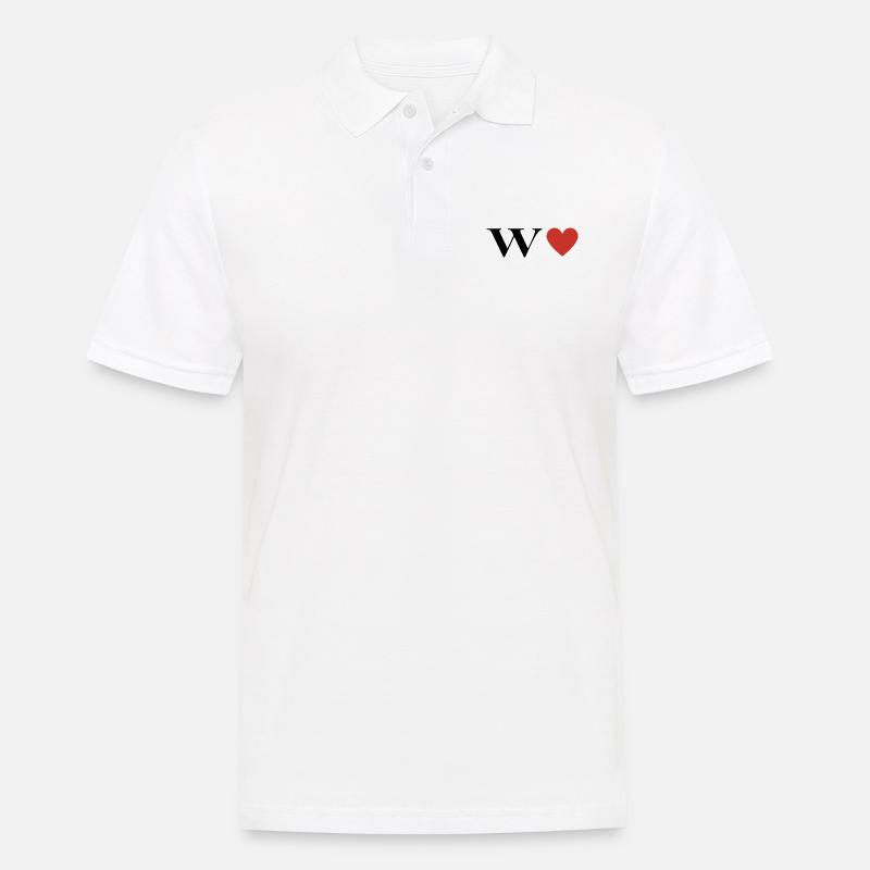 Buchstabe w Rotes Herz - Männer Poloshirt - Weiß