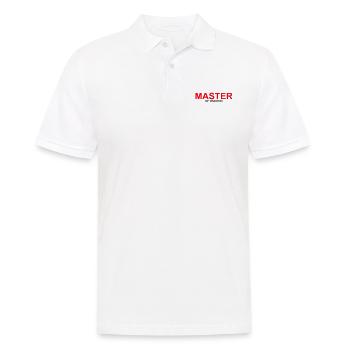Funny "MASTER OF DISASTER" design - Men's Polo Shirt - white - Front - Kai (181cm)