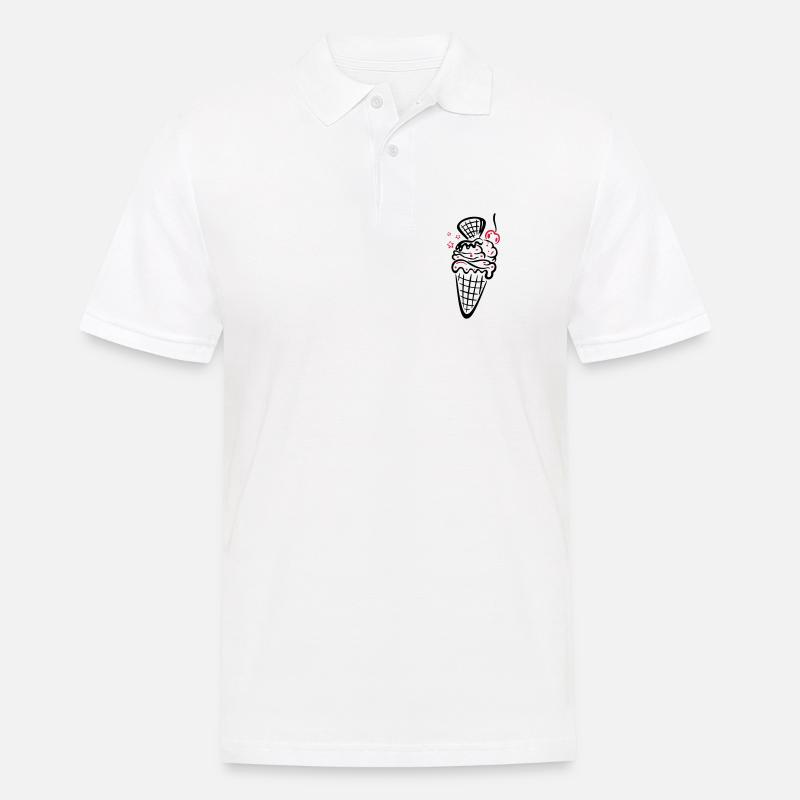 Eis, Eiswaffel mit Kirsche - Männer Poloshirt - Weiß