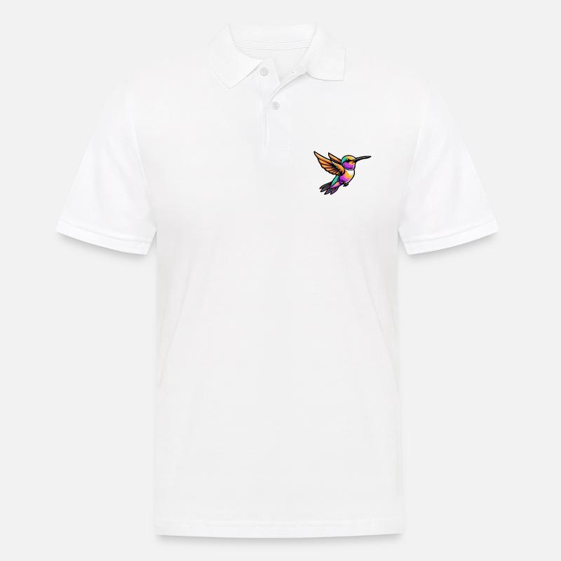 Kolibri Vogel Comic - Männer Poloshirt - Weiß