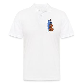 CAT PLAYING A DOUBLE BASS – BAD ASS BASS CAT - Men's Polo Shirt - white - Front - Kai (181cm)