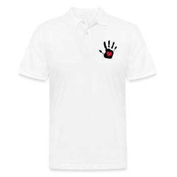 Handabdruck rotes Herz - Männer Poloshirt - Weiß - Vorne - Kai (181cm)