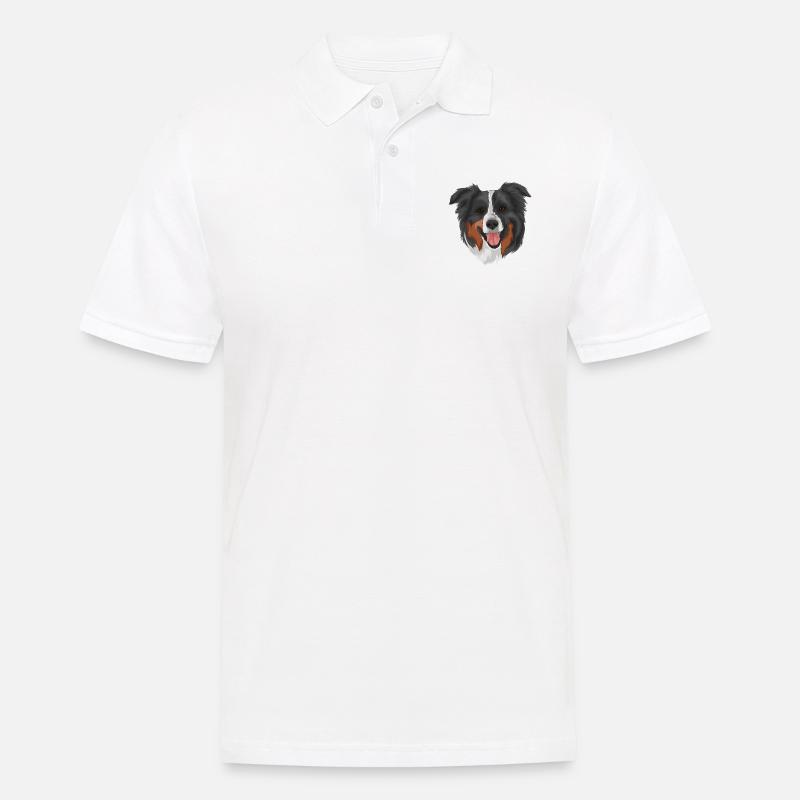 Australian Shepherd 2 Kopf - Männer Poloshirt - Weiß