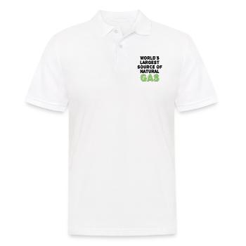 Weltweit größte Quelle für Gas Lustiger Spruch - Männer Poloshirt - Weiß - Vorne - Kai (181cm)