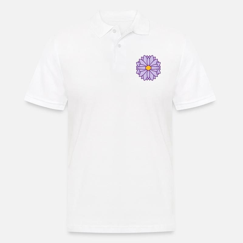 Runde Hübsche Blume Design - Männer Poloshirt - Weiß