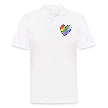 Regenbogenfahne LGBTQ Herz - Männer Poloshirt - Weiß - Vorne - Kai (181cm)
