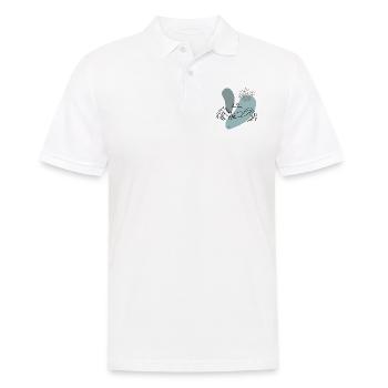 "Crab", Boho Line Art Design, Series "Ocean" - Men's Polo Shirt - white - Front - Kai (181cm)