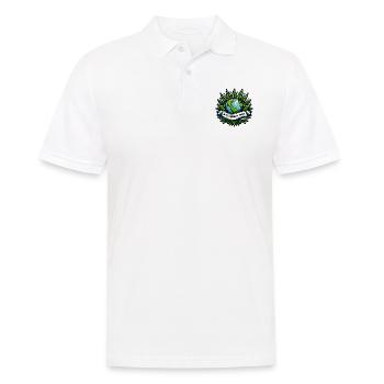 "Umweltfreundliches High": Earth & Cannabis Unity T-Shirt - Männer Poloshirt - Weiß - Vorne - Kai (181cm)