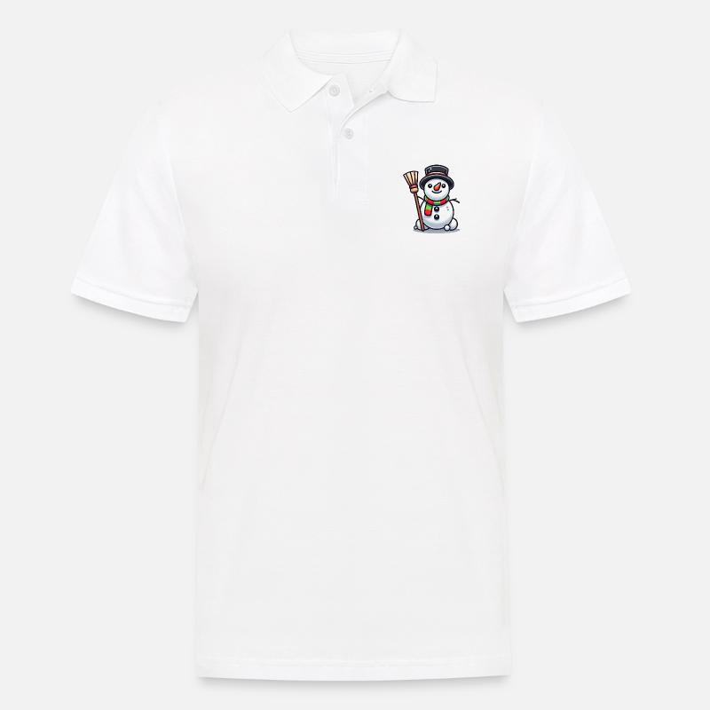 Schneemann Comic - Männer Poloshirt - Weiß