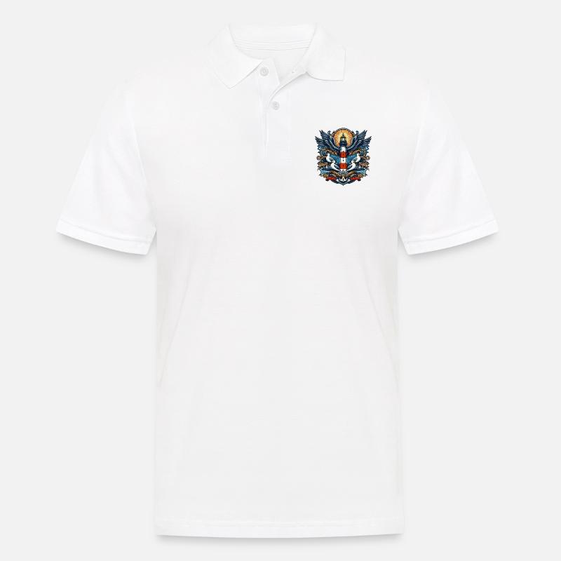 Leuchtturm mit Möwen - Männer Poloshirt - Weiß