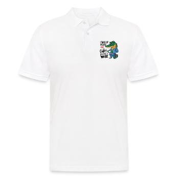 Morgenkaffee Morgenmuffel Krokodil mit Kaffeetasse - Männer Poloshirt - Weiß - Vorne - Kai (181cm)