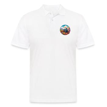 Nostalgic smoking steam locomotive with wagons - Men's Polo Shirt - white - Front - Kai (181cm)