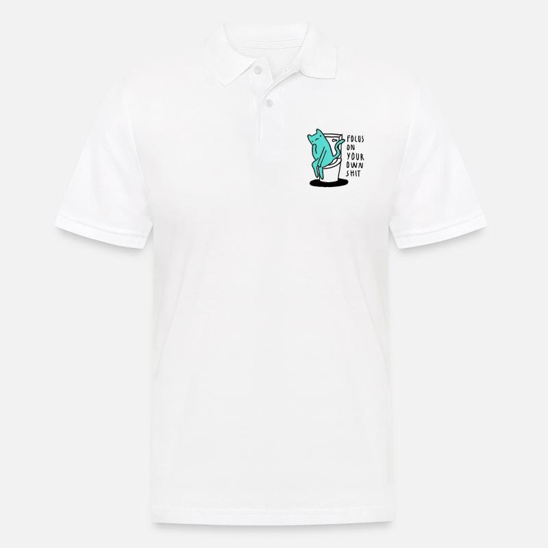 FOCUS KATZE - Männer Poloshirt - Weiß