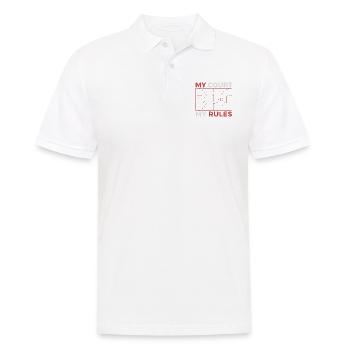 MY COURT MY RULES BASKETBALL RED GREY GRUNGE - Männer Poloshirt - Weiß - Vorne - Kai (181cm)