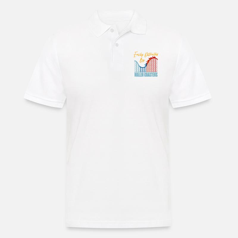 Roller Coaster Easily Distracted - Männer Poloshirt - Weiß