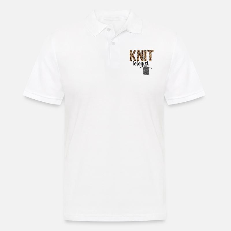 Knitting Knitter Leopard Cheetah - Männer Poloshirt - Weiß