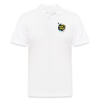 Don't Panic! Lustiger Spruch Zitat Statement - Männer Poloshirt - Weiß - Vorne - Kai (181cm)