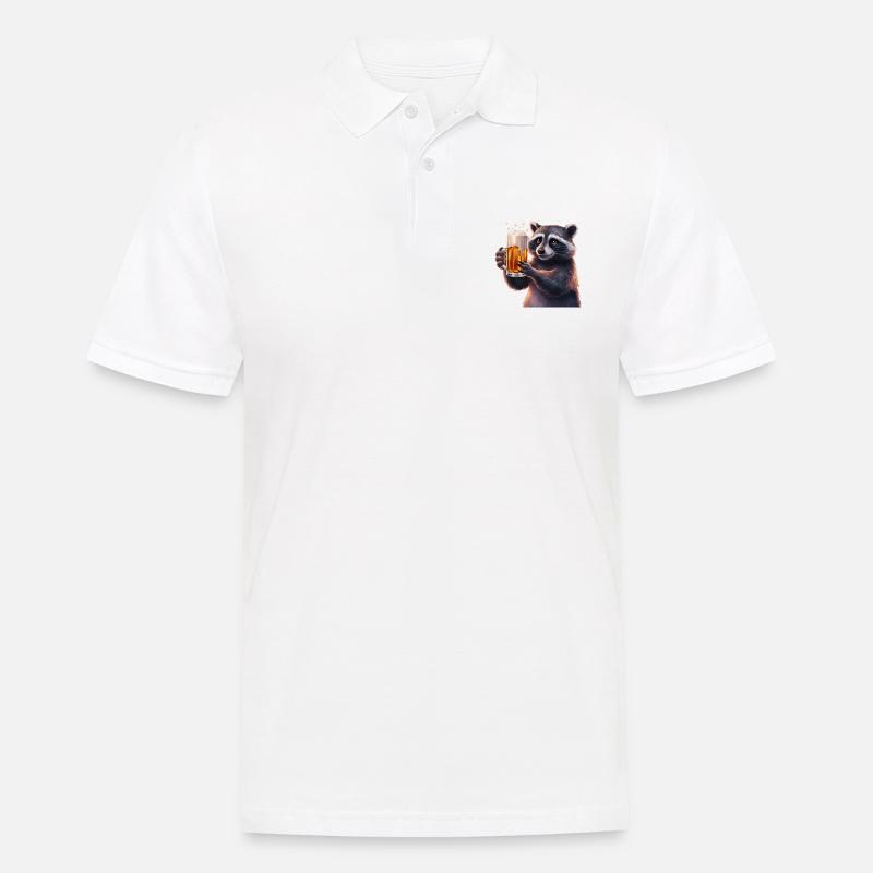 Waschbär Bier Geschenk - Männer Poloshirt - Weiß
