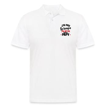 J'ai pas le temps j'ai bêtise avec papy - Polo Homme - blanc - Devant - Kai (181cm)