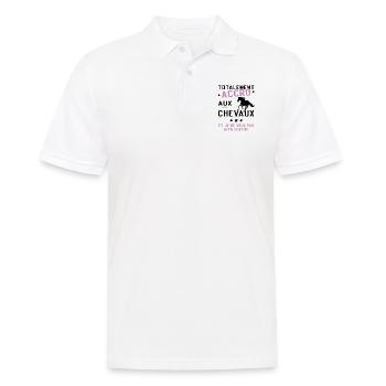 Totalement accro aux chevaux - Polo Homme - blanc - Devant - Kai (181cm)