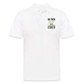Un papa geek ne vieillit pas il level up - Polo Homme - blanc - Devant - Kai (181cm)