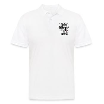Un fille j'aime les moto et les apéros - Polo Homme - blanc - Devant - Kai (181cm)