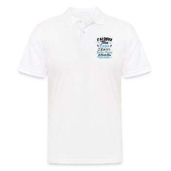 J'ai deux titres papa et beau papa - Polo Homme - blanc - Devant - Kai (181cm)