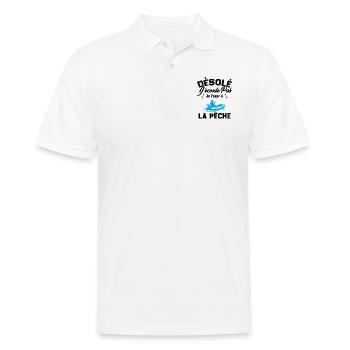 Désolé J'écoute Pas Je Pense A La Pêche Humour - Polo Homme - blanc - Devant - Kai (181cm)