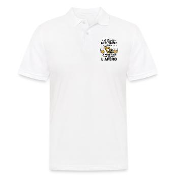 Un Mec Simple J'aime La Pelleteuse Et L'apéro - Polo Homme - blanc - Devant - Kai (181cm)