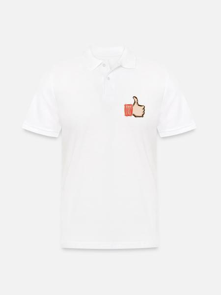 Duimen omhoog, duim omlaag, emoji met de hand getekend - Mannen poloshirt - wit