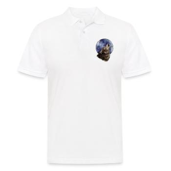 Wolf und Mond - Männer Poloshirt - Weiß - Vorne - Kai (181cm)