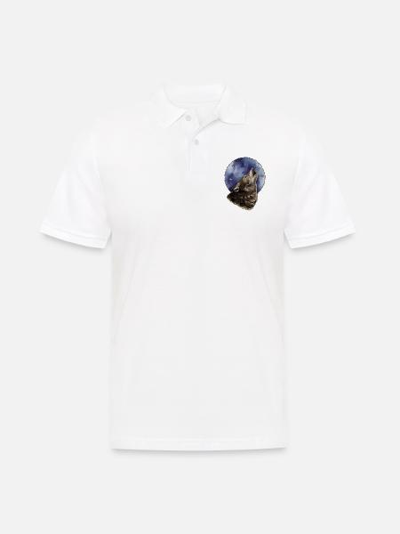 Wolf And Moon - Men's Polo Shirt - white