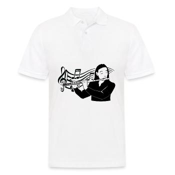 Flutiste de flûte tavernière dessin noir partition - Polo Homme - blanc - Devant - Kai (181cm)