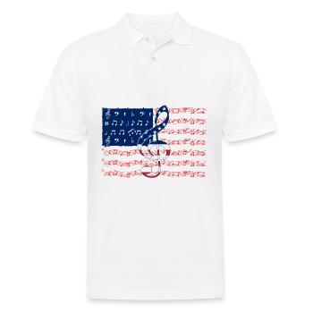 T-shirt de notes de musique de drapeau américain de musicien - Polo Homme - blanc - Devant - Kai (181cm)