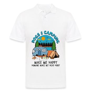 Les chiens et le camping me rendent heureux Les humains font ma tête - Polo Homme - blanc - Devant - Kai (181cm)